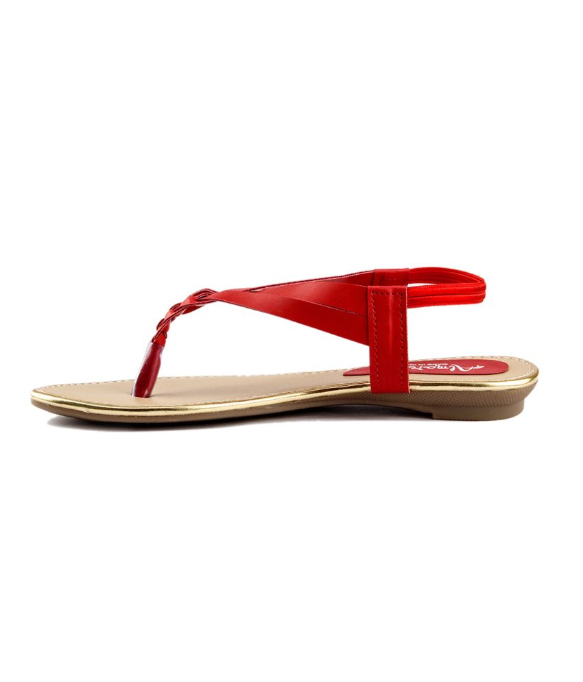 Almaira red low heels v-shaped sandals For Women Price in India- Buy ...