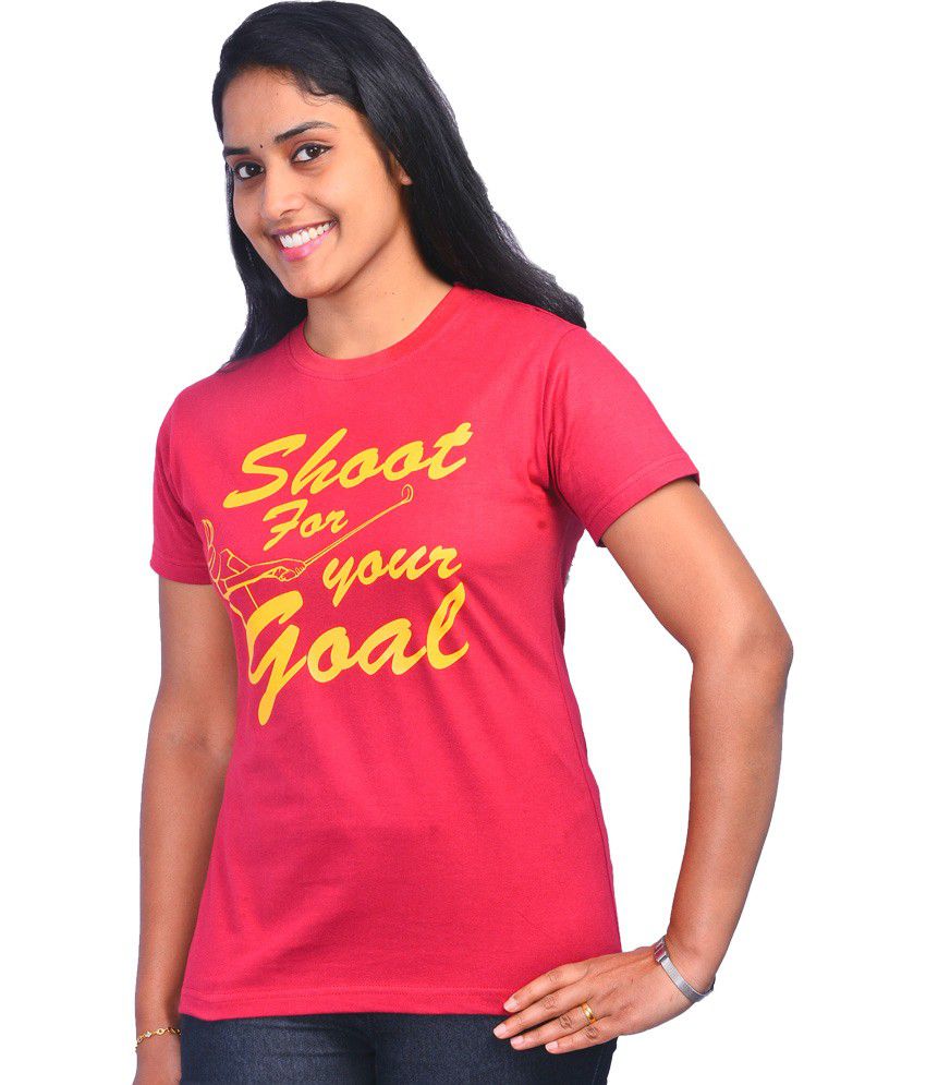 Buy Zorba Maroon Color Printed Round Neck Women S Cotton T Shirt Online At Best Prices In India