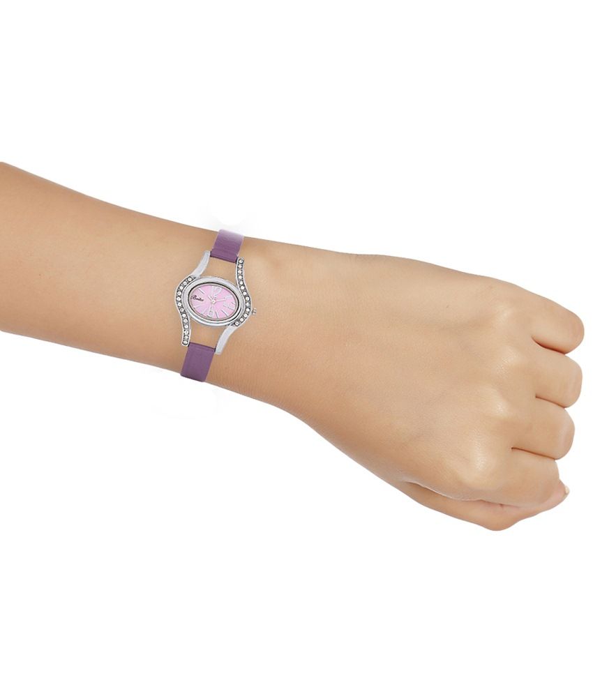 purple wrist watch