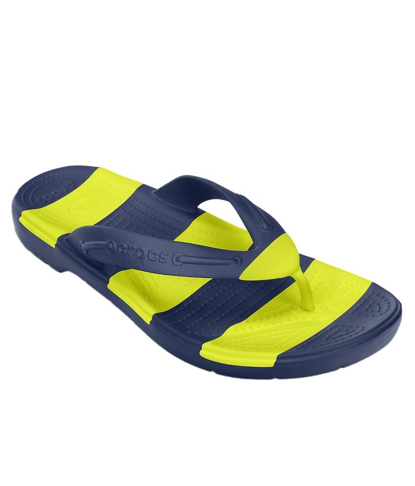 Crocs Croslite Navy & Yellow Flip Flops Price in India- Buy Crocs ...