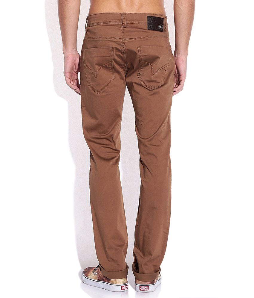 Mufti Brown Slim Fit Trousers - Buy Mufti Brown Slim Fit Trousers Online at Low Price in India 