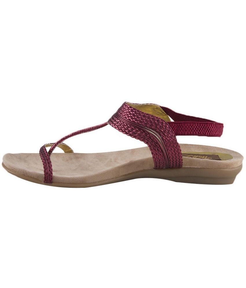 maroon flat sandals
