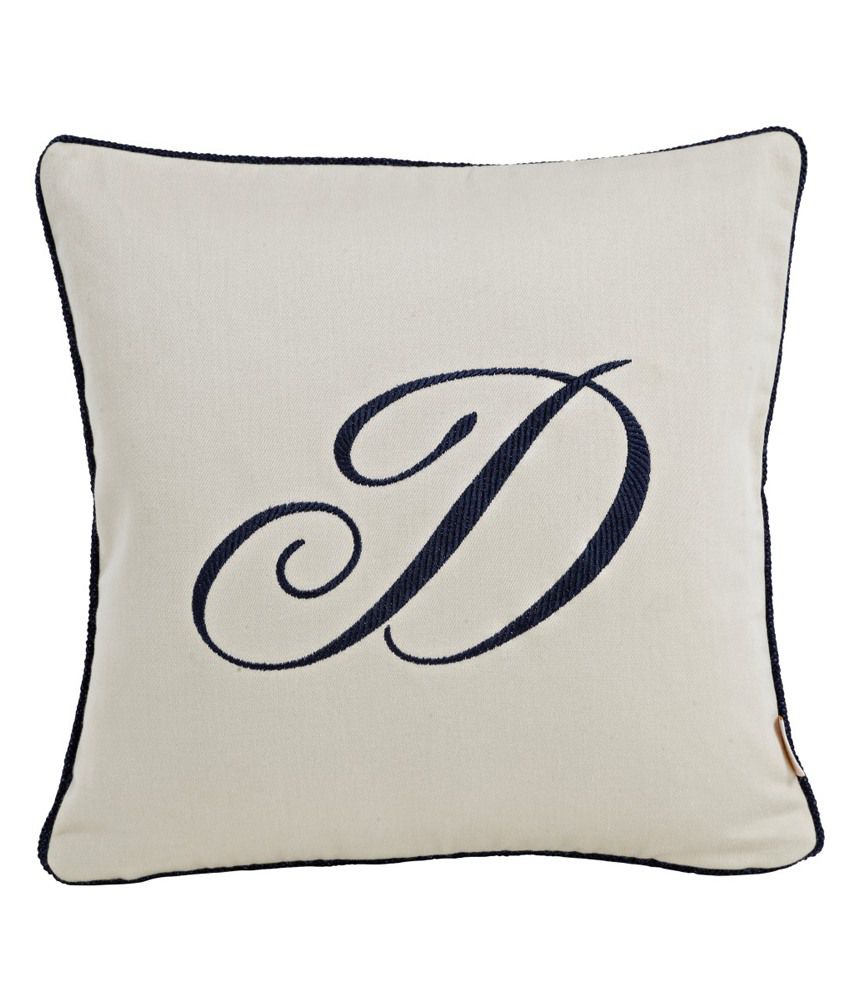 Maspar Monogram Emb D Cotton Satin White Cushion Cover: Buy Online at ...