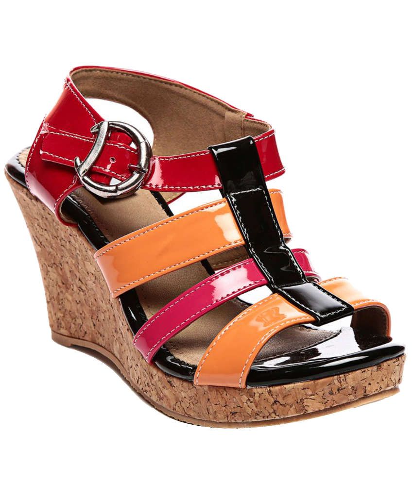 ladies red heeled sandals