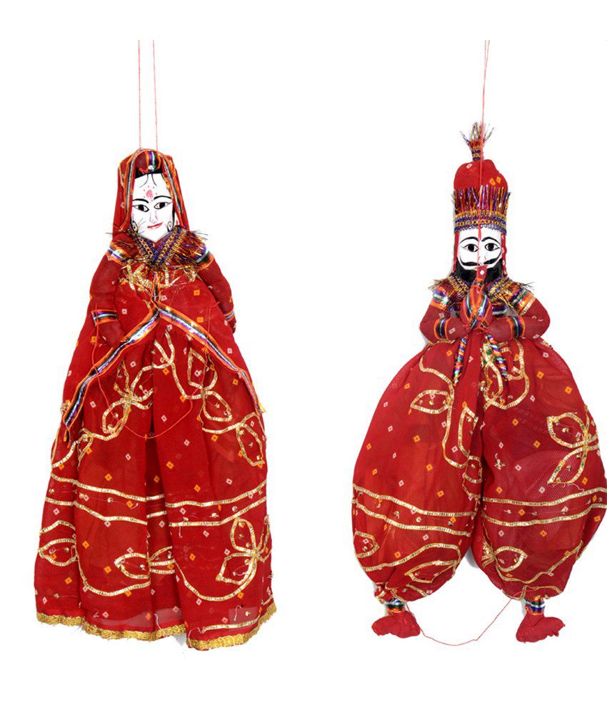Apratim Rajasthani Red Handmade Puppet Kathputli: Buy Apratim ...