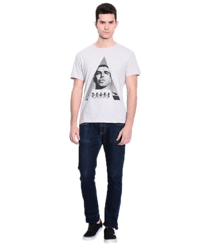 Drake Light Gray Graphic T-shirt For Men - Buy Drake Light Gray Graphic ...