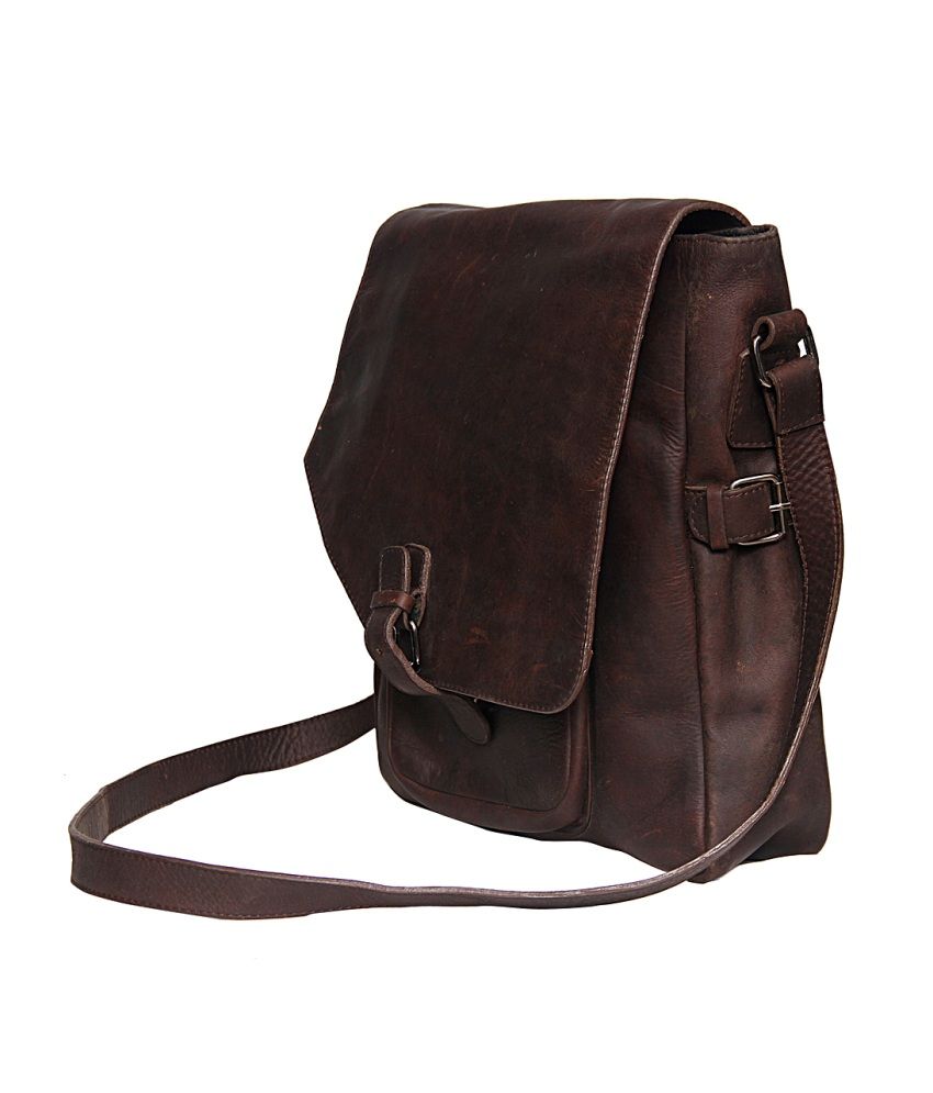 brown leather messenger