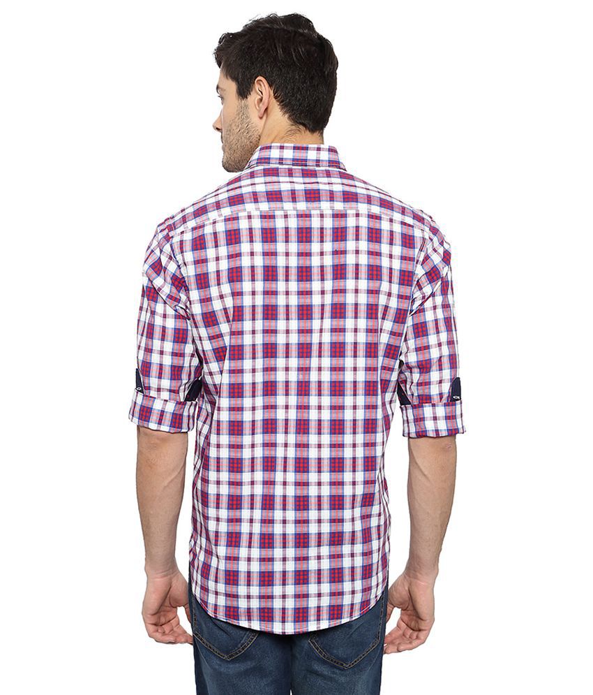 Peter England Pink Cotton Check Slim Fit Full Sleeves Shirts - Buy ...