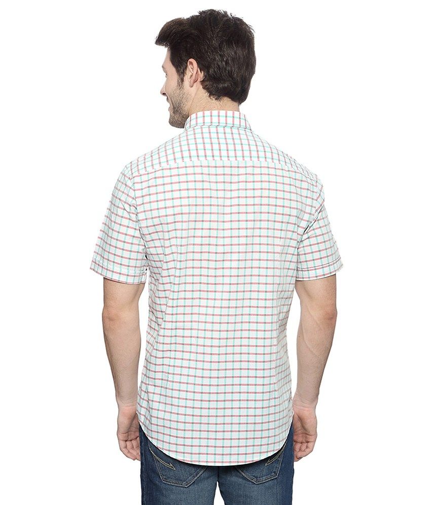 Peter England White Cotton Check Slim Fit Half Sleeves Shirts - Buy ...