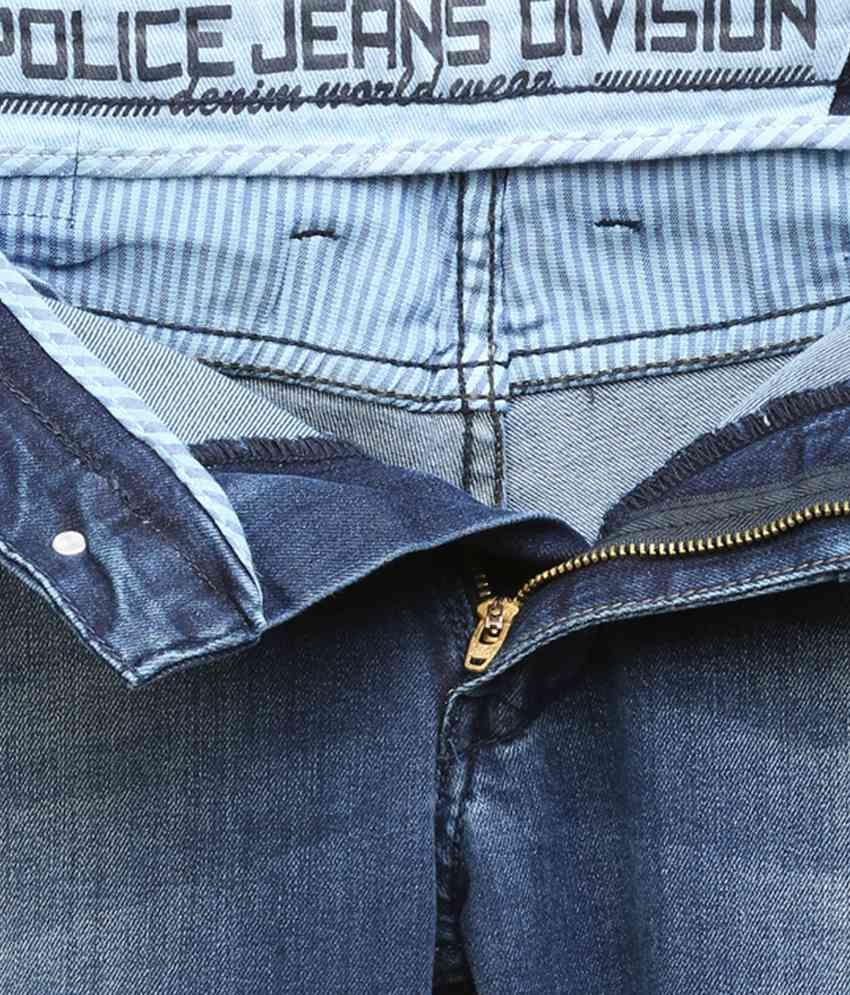 Police Blue Cotton Slim Jeans Buy Police Blue Cotton Slim Jeans