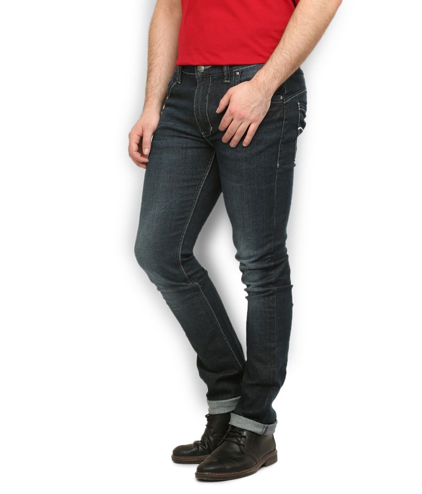 Police Blue Cotton Slim Jeans Buy Police Blue Cotton Slim Jeans