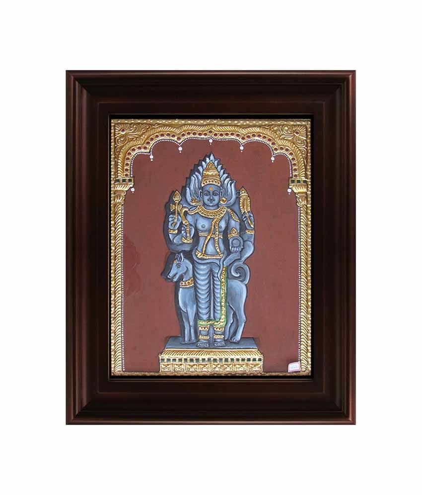 Myangadi Golden Wood Kala Bhairavar Tanjore Painting: Buy Myangadi ...