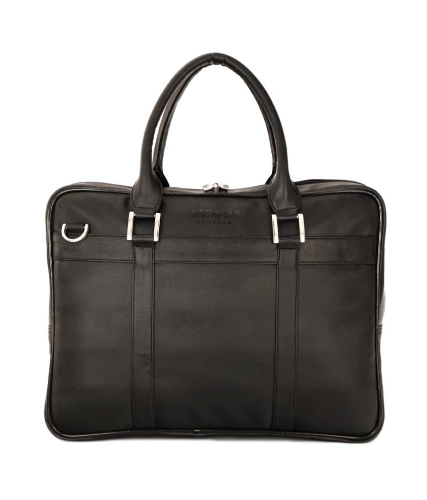 MBOSS Black Leather Finish Laptop Messenger Bag Buy MBOSS Black