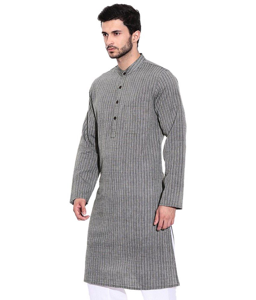 Design House Enhanced Gray Long Full Sleeve Kurta For Men Buy