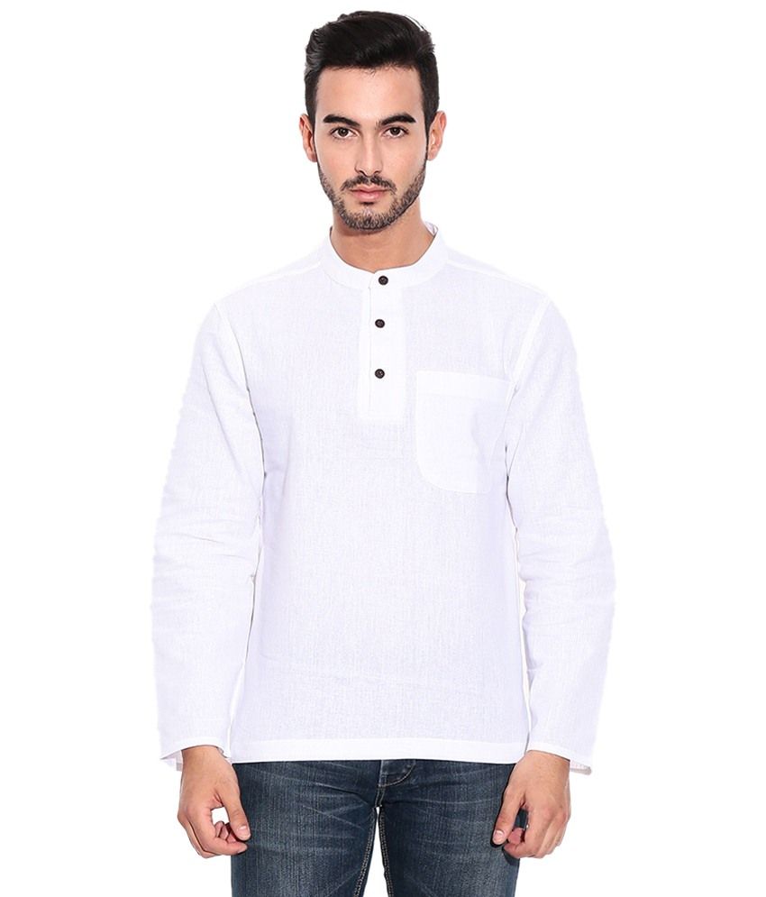 Design House White Short Full Sleeve Kurta For Men Buy Design