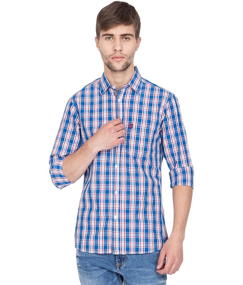 Theory Of Fashion Blue Cotton Slim Casual Full Shirt For Men - Buy ...