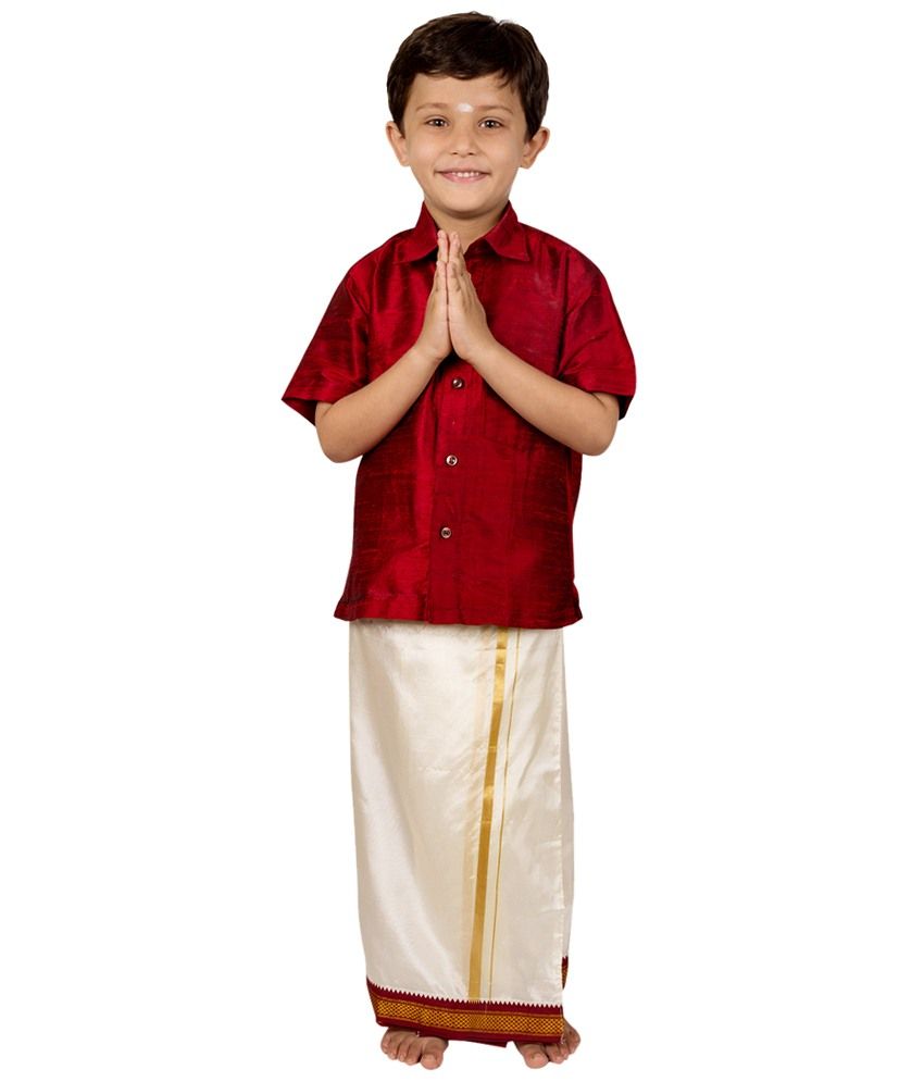 maroon shirt with dhoti