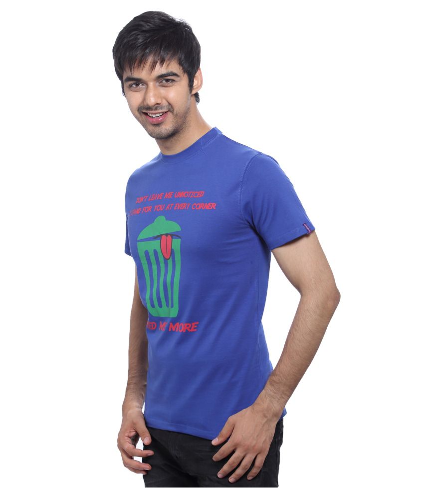 Bhashan Blue Cotton Round Neck Printed T Shirt - Buy Bhashan Blue ...