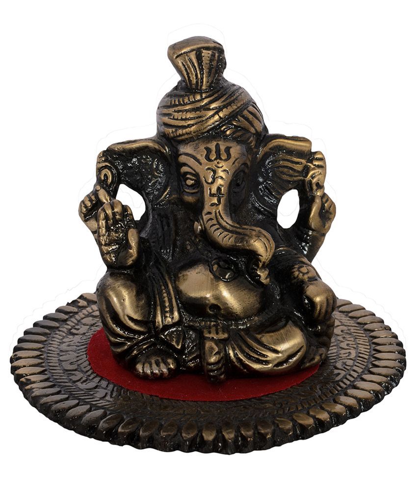     			eCraftIndia Metal Pagdi Lord Ganesha on Round Base