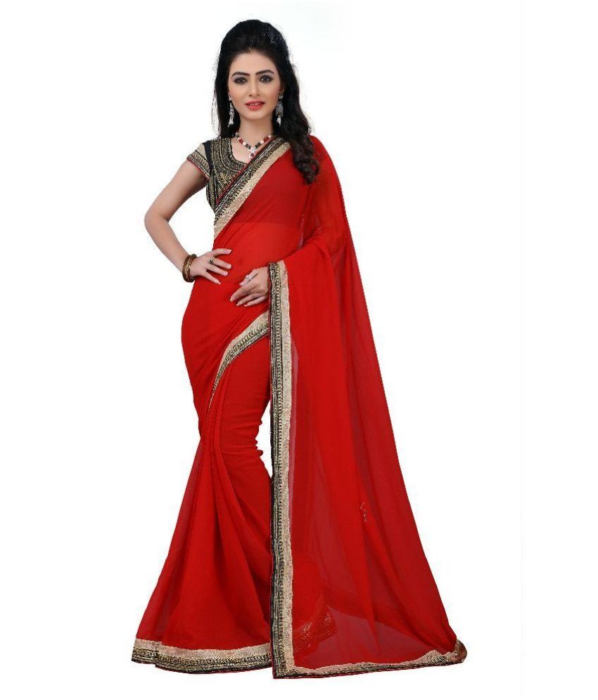 red chiffon sarees online