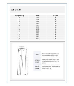 Gas Jeans Size Chart