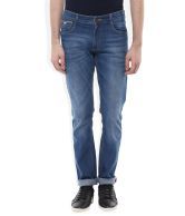 John Players Blue Slim Fit Faded Jeans