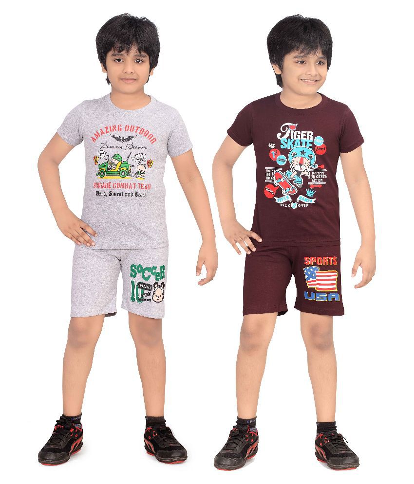     			Dongli Multicolor T-Shirt and Shorts - Pack of 2