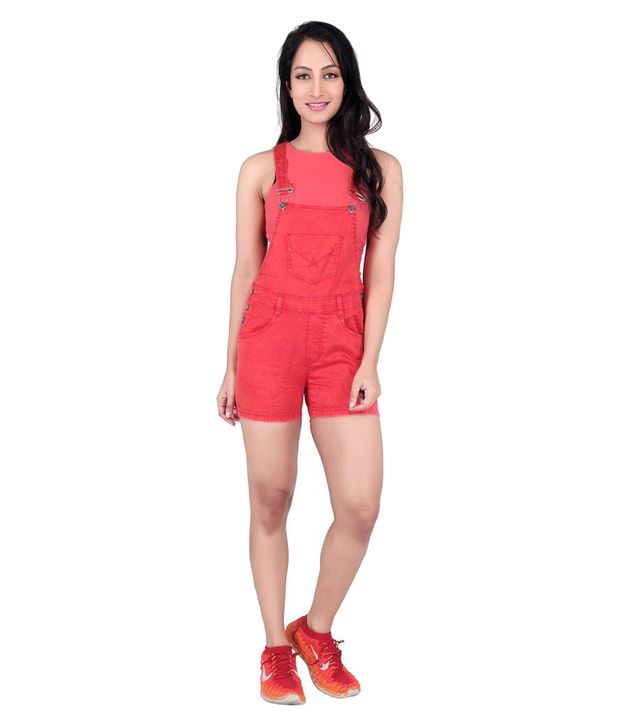 red denim dungarees