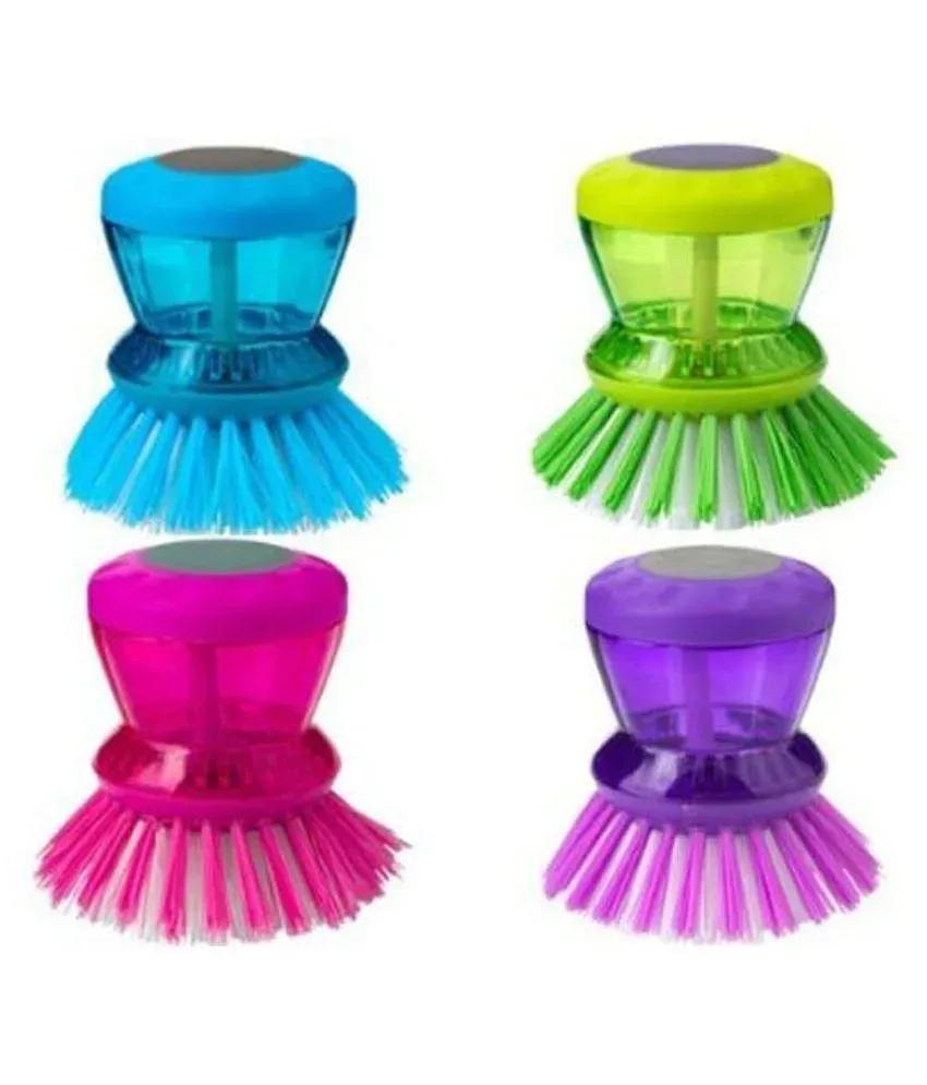 159 Plastic Wash Basin Brush Cleaner with Liquid Soap Dispenser  (Multicolour)