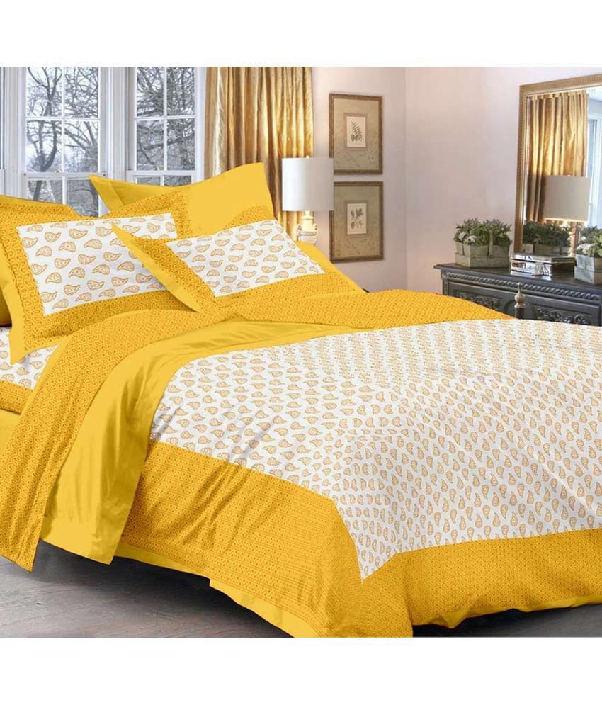 Kismat Collection - Multi Cotton Double Bedsheet with 2 Pillow Covers ...