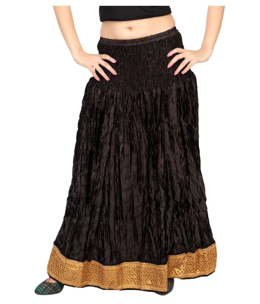 Buy Carrel Black Satin Broomstick Skirt Online at Best Prices in India
