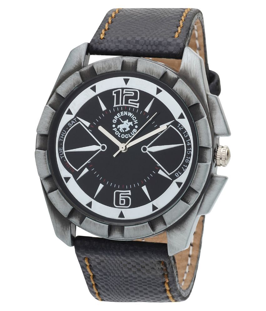 Greenwich Polo Club Black Leather Analog Watch For Men Buy Greenwich