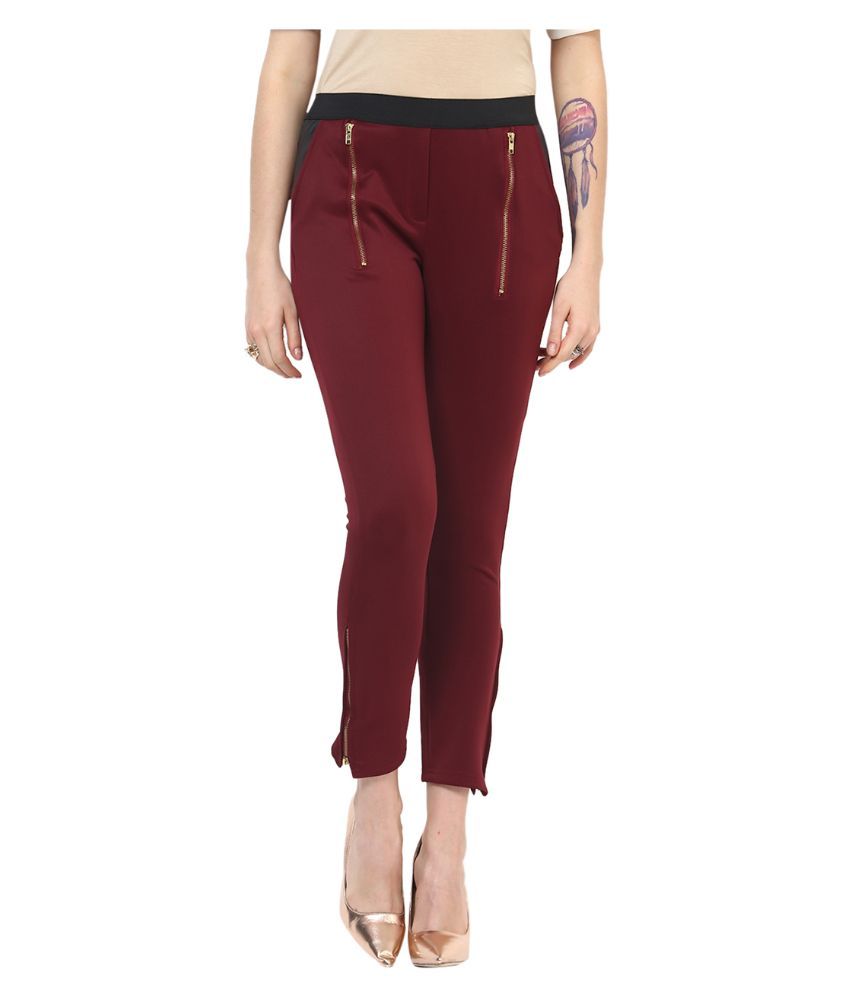 maroon jeggings