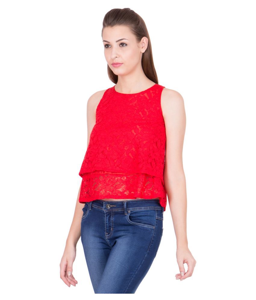 red cotton crop top