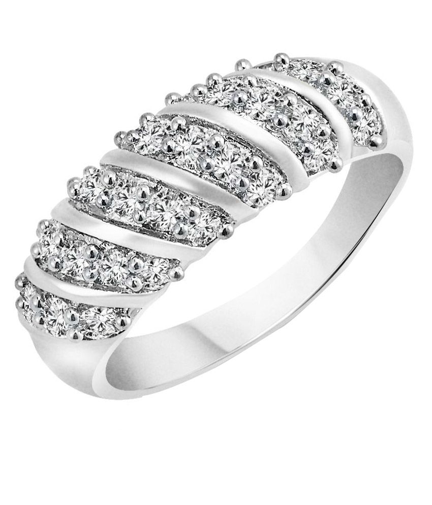     			Vighnaharta Alloy Silver Plating (CZ) Studded Ring