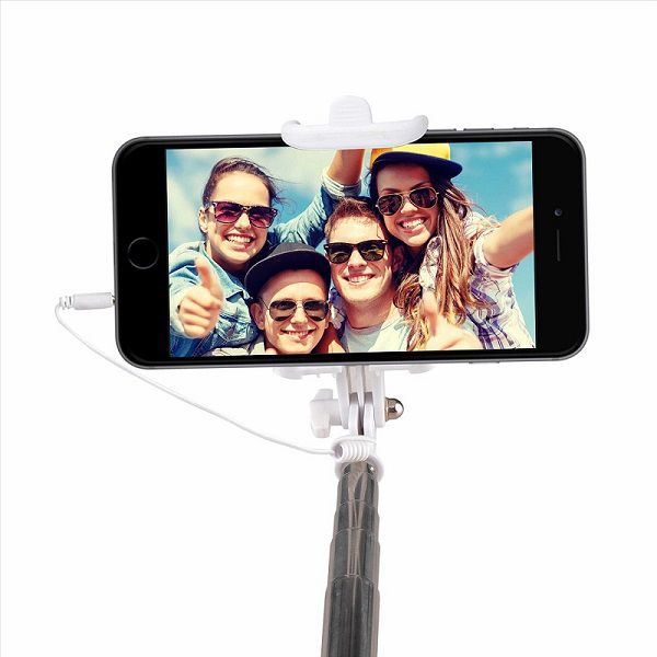 PowerPak Assorted Colors Selfie Stick with Auxillary Cable - Selfie
