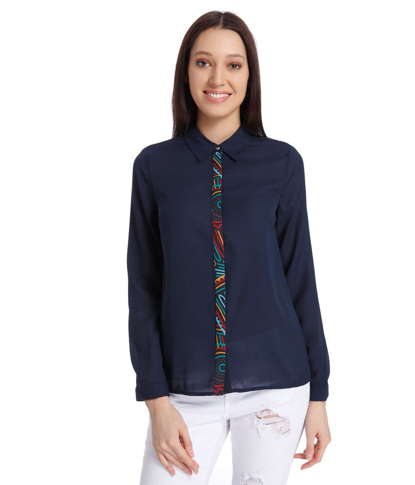 Buy Vero Moda Blue Regular Collar Shirt Online at Best Prices in India ...