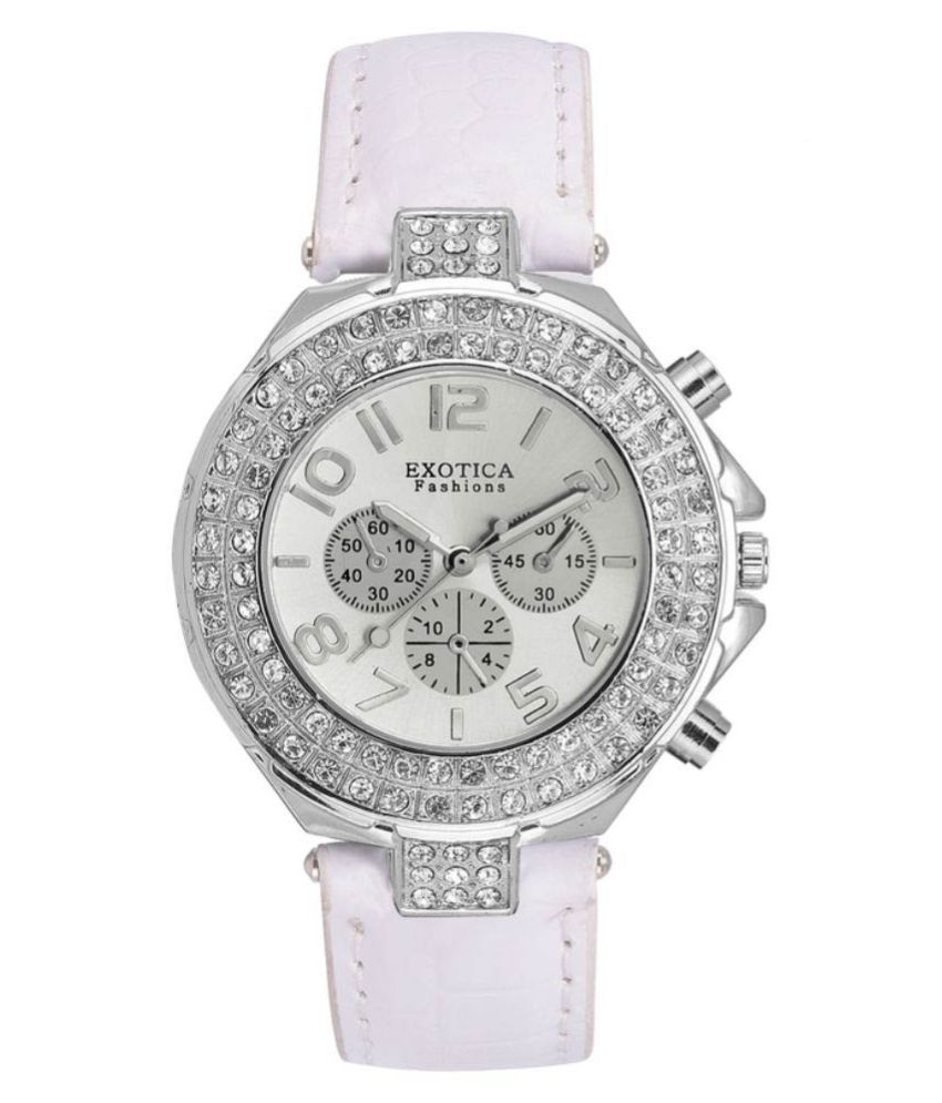 Exotica Fashions White Leather Analog Watch