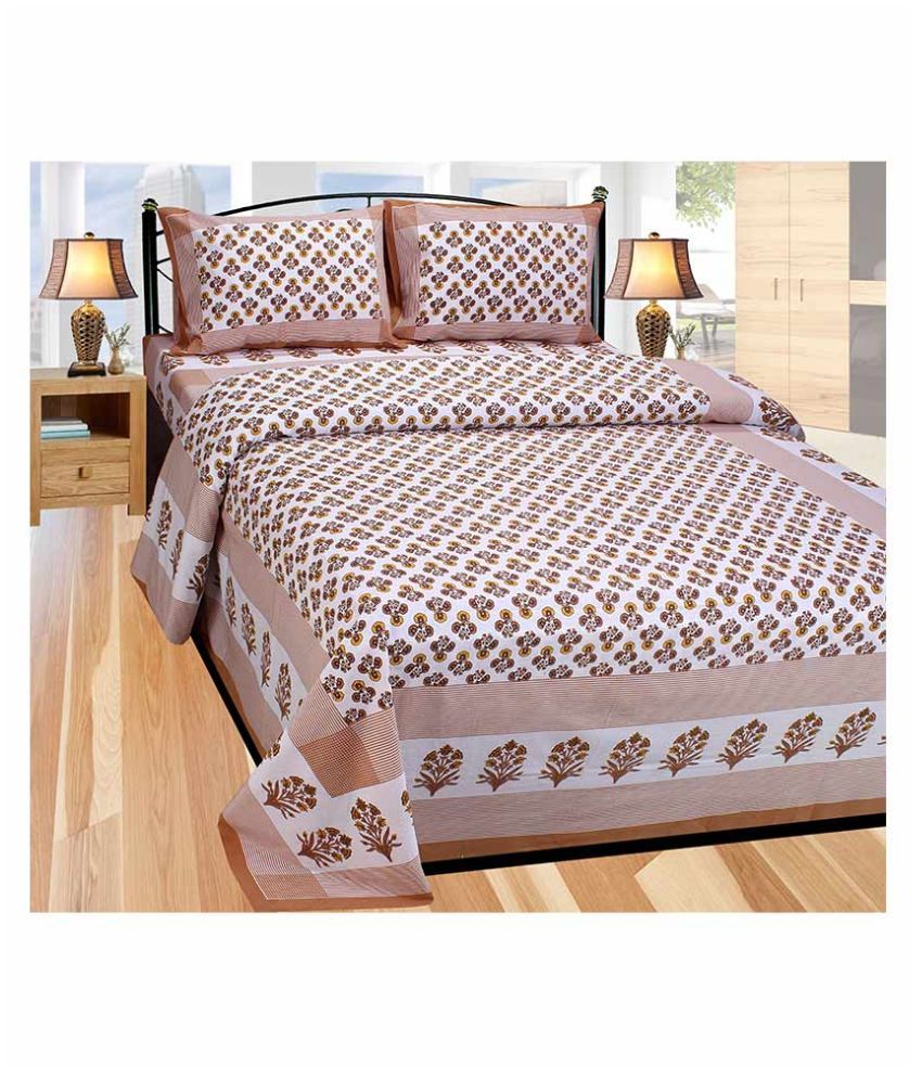 Laying Style Brown Cotton Bedsheet With 2 Pillow Covers Buy Laying