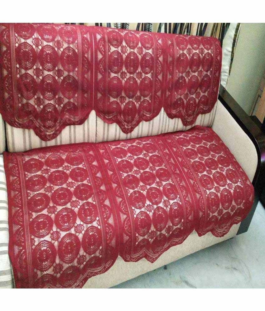 Fab Nation 5 Seater Maroon Net Sofa Covers â Set of 10 ...