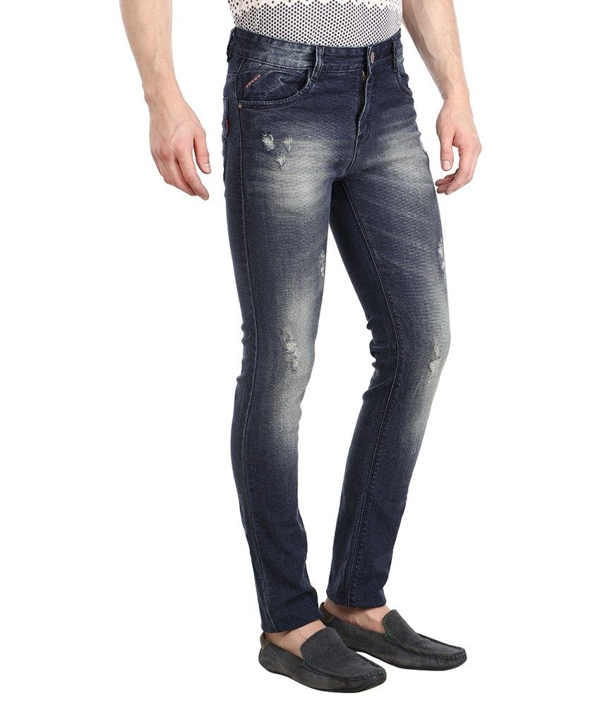 slim fit distressed jeans