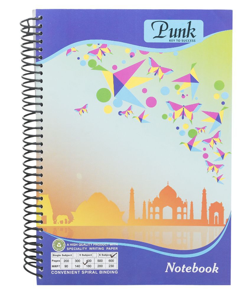 Punk A4 Spiral Notebook 400 Pages - Pack of 4: Buy Online ...