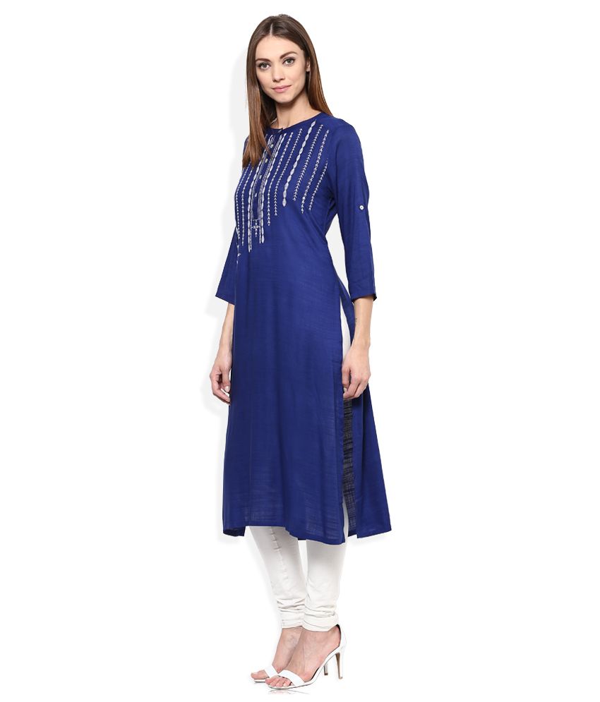 Global Desi Blue Cotton Kurti - Buy Global Desi Blue Cotton Kurti ...