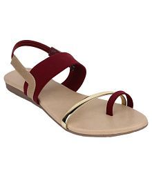 maroon flat sandals