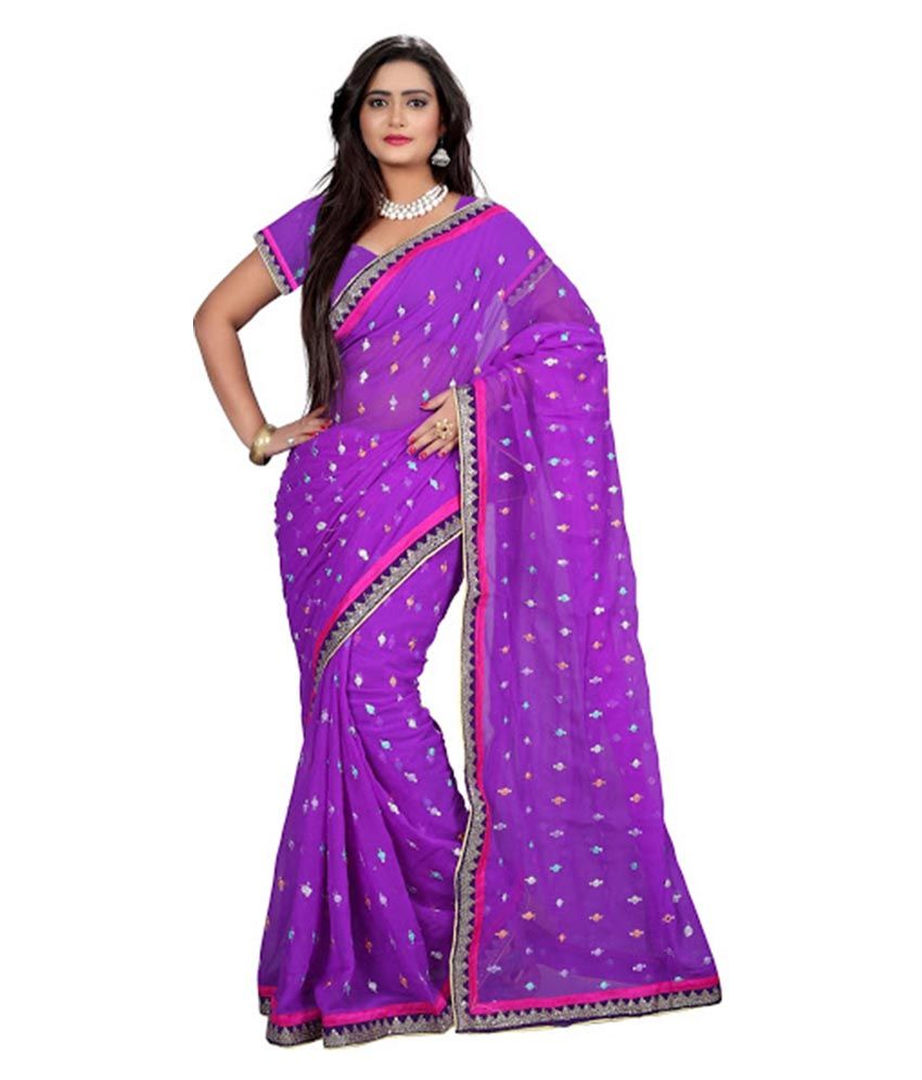 purple chiffon saree