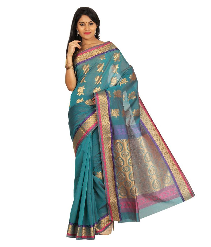 Pratamika Blue Chanderi Saree - Buy Pratamika Blue Chanderi Saree ...