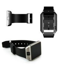 Life Like Dz09 Bluetooth Smartwatch With Sim & Sd Card Support-Silver-Rubber Strap