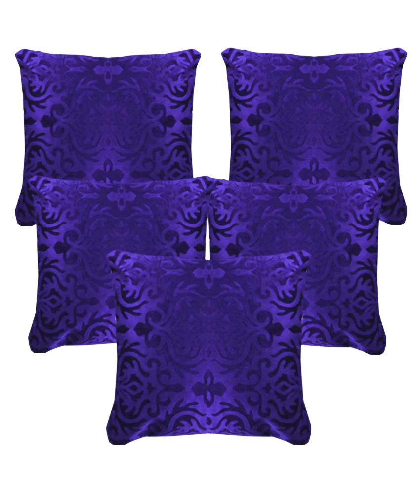     			Belive-Me Set of 5 Velvet Blue Cushion Covers 40X40 cm (16X16 inch)