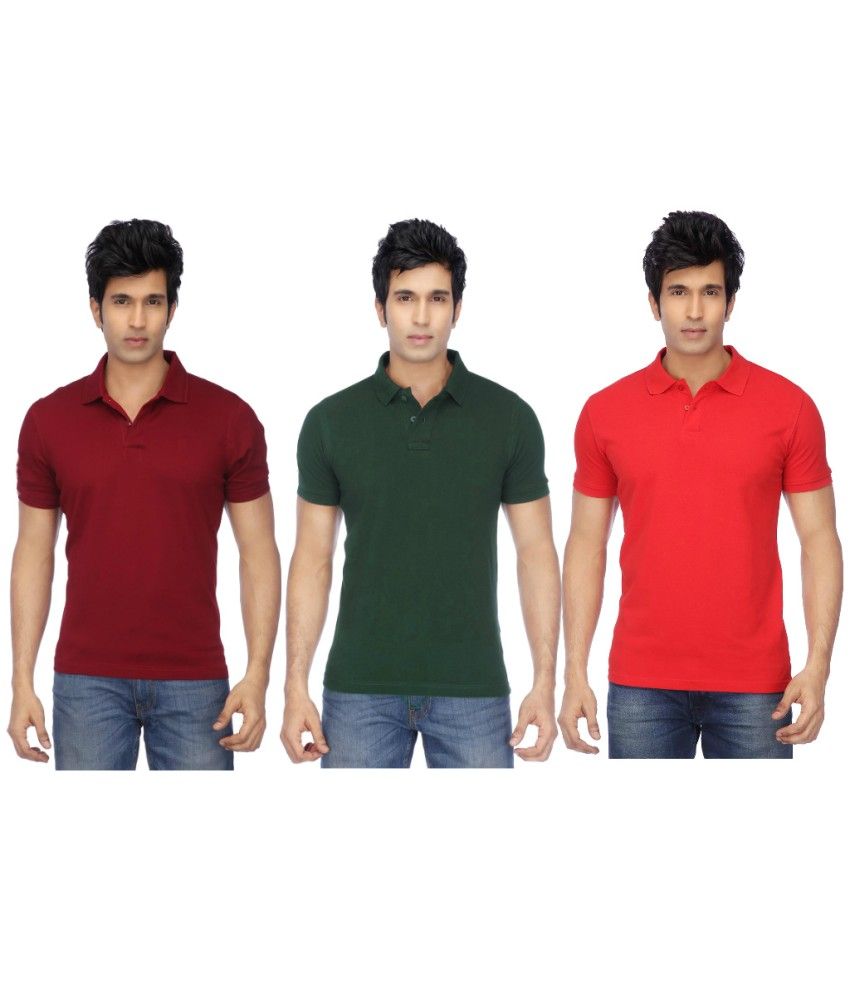     			Concepts Multicolor Half Sleeves Basics Polo T-Shirts - Pack of 3