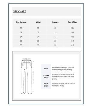 Wills Lifestyle Trousers Size Chart